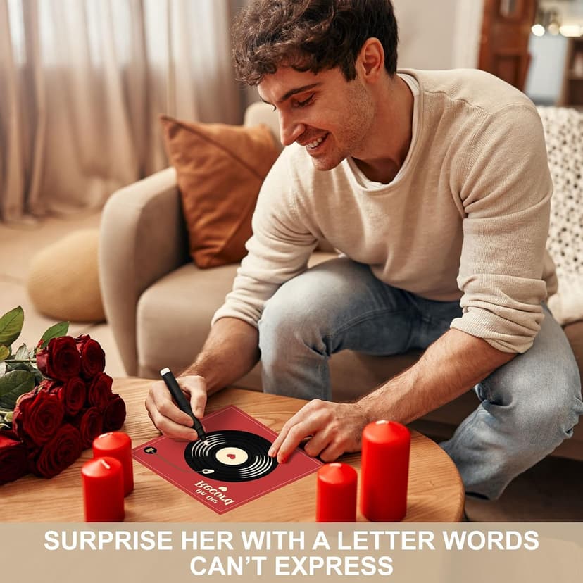 Retro Anniversary Card for Him or Her, Romantic Gift for Husband Wife, Boyfriend or Girlfriend, Love Notes for Couple, Vinyl Record Birthday Card, Valentines Day Gifts For Men and Women