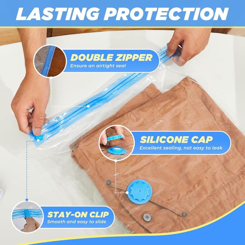 Saker Vacuum Storage Bags with Electric Pump, Space Bags Vacuum Storage Bags, 2-in-1 Pumping and Inflation, 15 Pack (3 Jumbo,3 Large,3 Medium,3 Small,3 Roll Up Bags) for Clothes, Bedding, Travel