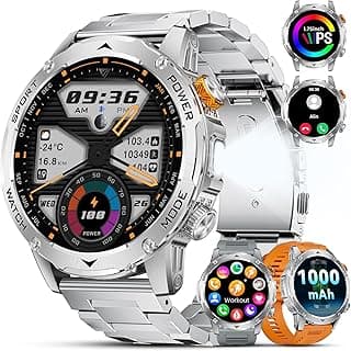 Military Smart Watch for Men 1000 mAh Battery/3 Bands/Flashlight,1.75'' HD Display Smart Watch with Call,IP68 Waterproof Fitness Tracker with Heart Rate,Sleep Monitor,100+ Sport Modes,for iOS Android