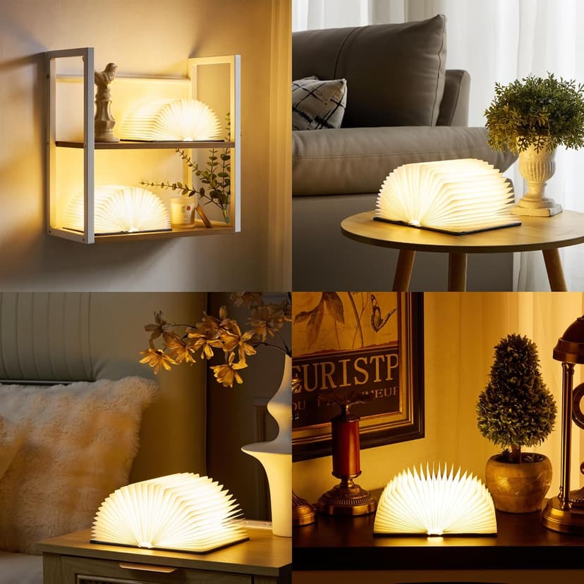 Book Lovers Gifts BookLamp - 5 Color Lights, 1200mAh Battery, Foldable Paper Lamp as Book Decor & Accessories, Hot Foil Cover Design, Unique Gifts for Women or Friends & Christmas