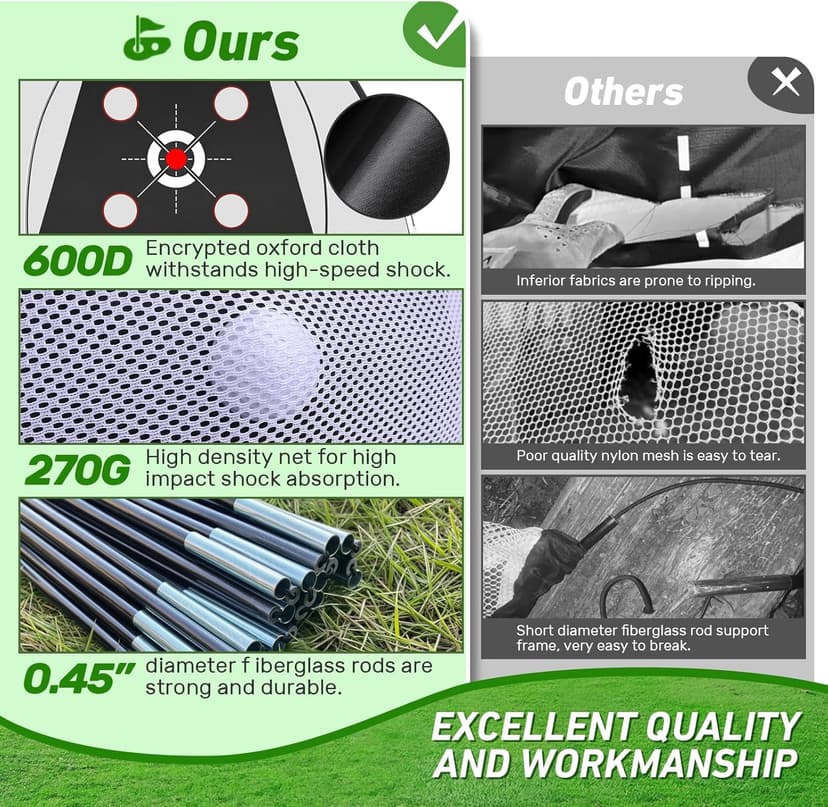 Zensouds Golf Net, 10x7FT with Golf Practice Mat, Hitting Aid Nets for Backyard Driving Chipping Training Swing with Target Outdoor or Indoor– Gifts for Men/Dad/Him