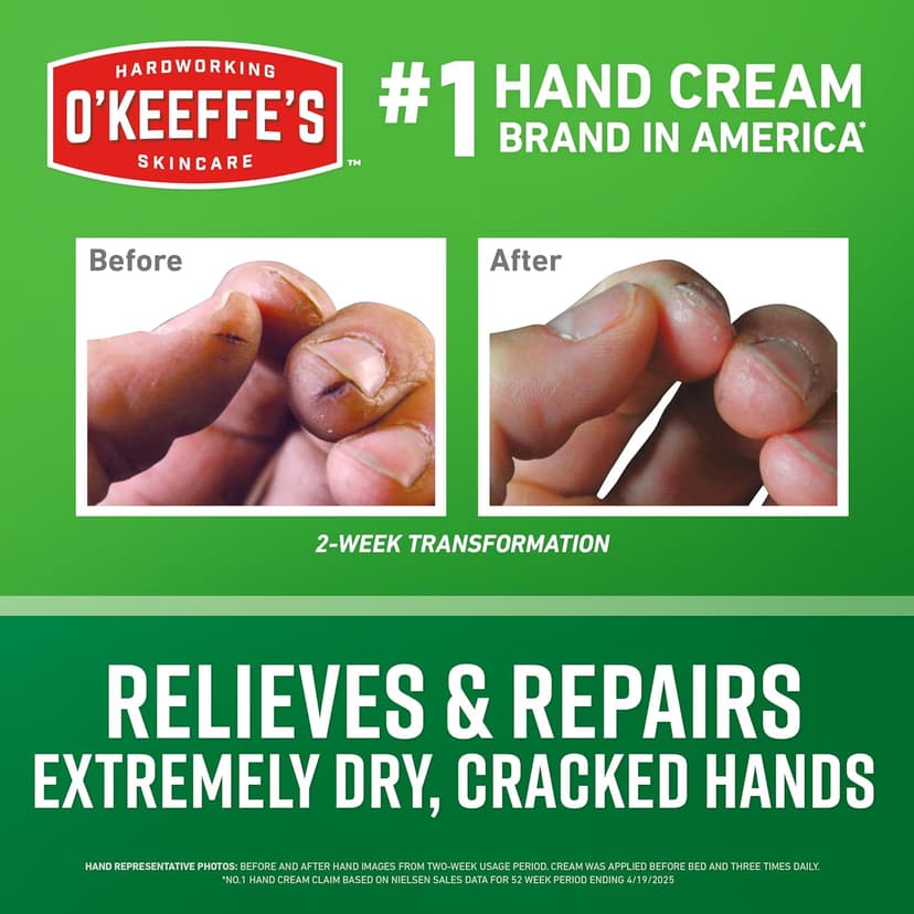 O'Keeffe's Working Hands Hand Cream for Extreme Dryness - 3.4 oz Jar (1 Pack) - Repairing Skincare for Cracked, Dry Hands
