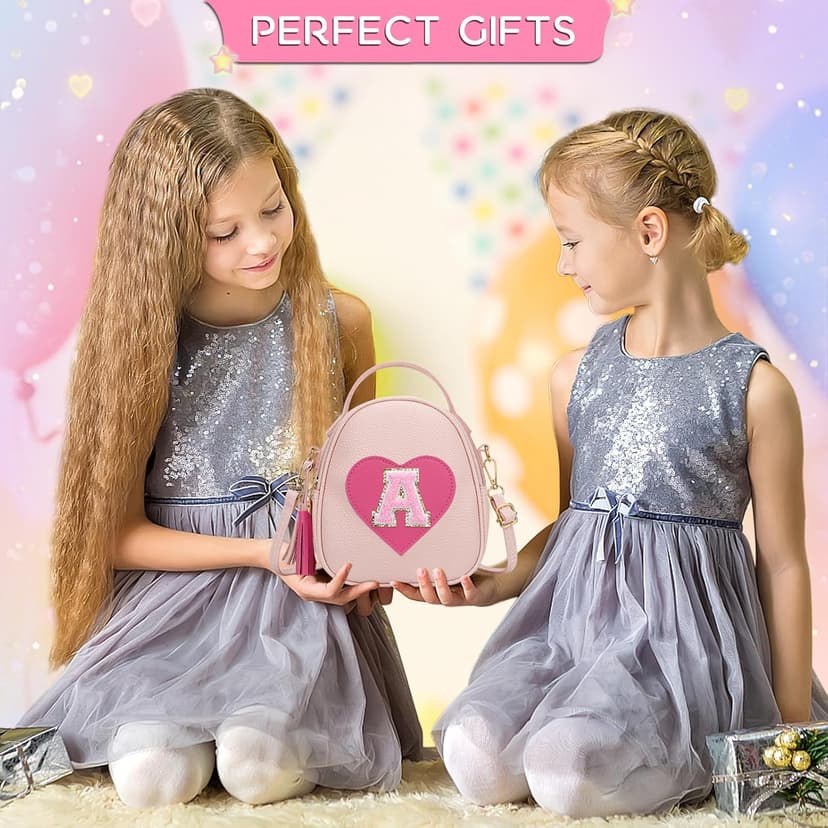 KKXIU Purse Gifts for Girls Cute Little Girl Crossbody Bag Heart Kids Small Backpack with Tassel (A)