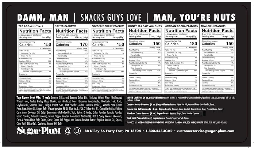 Gourmet Nut Gift Box for Men - 6 Unique Handcrafted Snacks, Ideal Gift for Dad, Birthday, or a Bold Snack Adventure