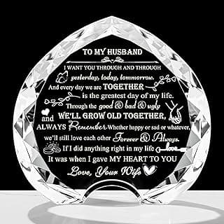 QIANWEI Husband gifts from wife Unique - Crystal Engraved Gifts for Husband Personalized Who Want Nothing - HUSBAND Birthday Anniversary Fathers Day Christmas Valentines Day Gifts Ideas for My Man