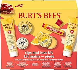 Burt's Bees Gifts Ideas, Tips and Toes Kit, 6 Travel Size Products - Pomegranate Moisturizing Lip Balm, 2 Hand Creams, Foot Cream, Cuticle Cream, and Hand Salve
