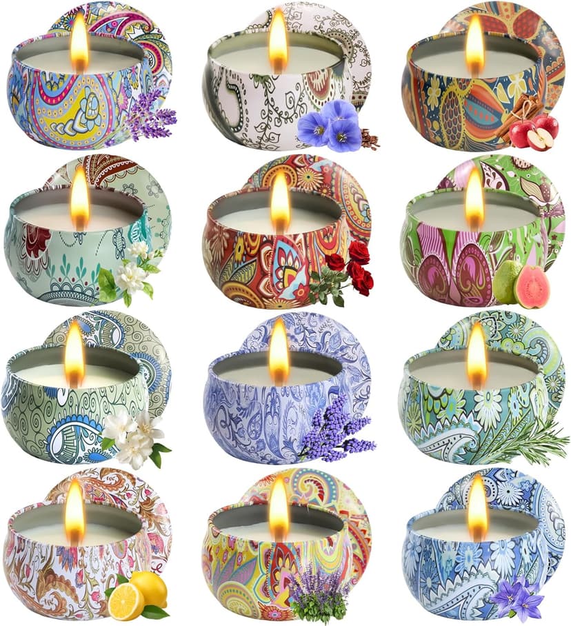 Scented Candles Gifts for Women, 12 Pack Natural Soy Candles for Home Scented, Aromatherapy Candle Set Gift for Women, Men, Friends Birthday, Anniversary