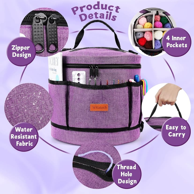 Katech Crochet Kit for Beginners, Beginner Crochet Kit for Adults-Crochet Kits Includes Crochet Hooks Knitting Bag Crochet Yarn for Crocheting Instruction Knitting Kit Crochet Supplies Gift