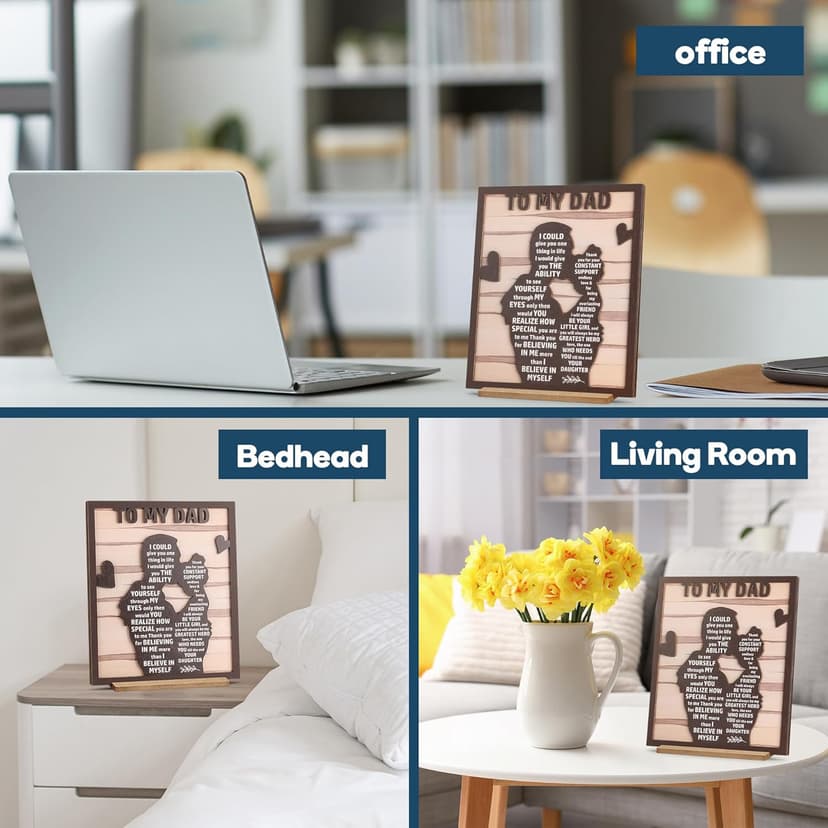 Gifts for Dad from Daughter, Best Dad Ever Gifts, Father s Day Gifts for Dad from Daughter, Daddy Gift Ideas, Dad Christmas Gifts Birthday Gifts, Dad and Daughter Gifts Wooden Silhouette Sign Plaque