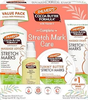 Palmer's Cocoa Butter Formula Pregnancy Skin Care Kit for Stretch Marks and Scars, Dermatologist Approved, Gift for Mom to Be, 4 Piece Full Size Set