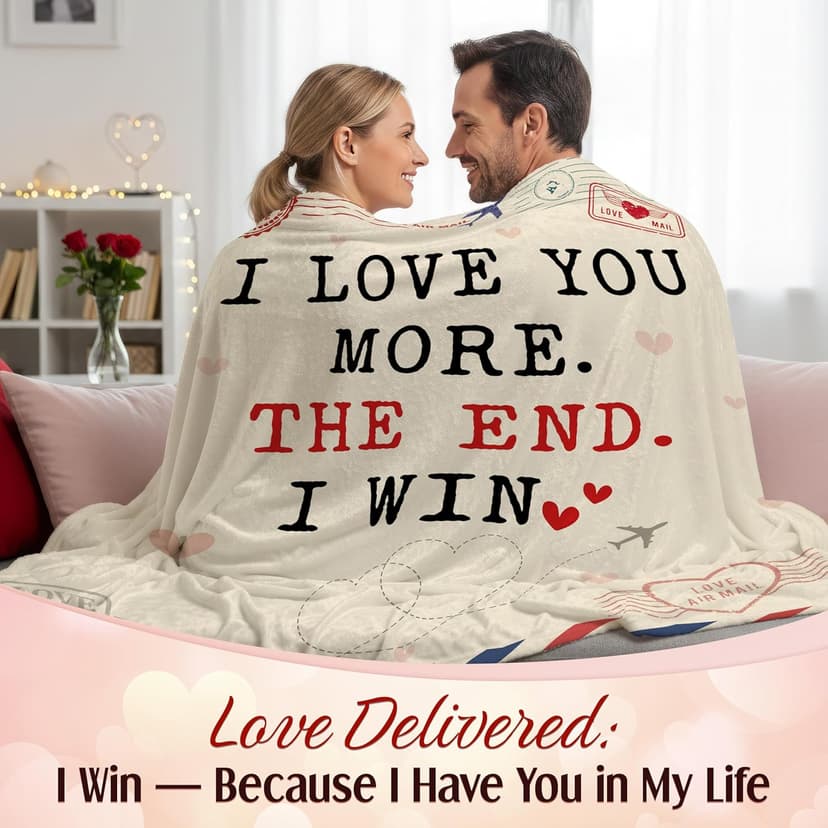 Christmas Anniversary Couple Gifts for Women - I Love You More Soft Fleece Throw Blanket 50x60 in - Birthday Romantic Gifts for Girlfriend Boyfriend Wife Husband, I Love You Gift for Him Her