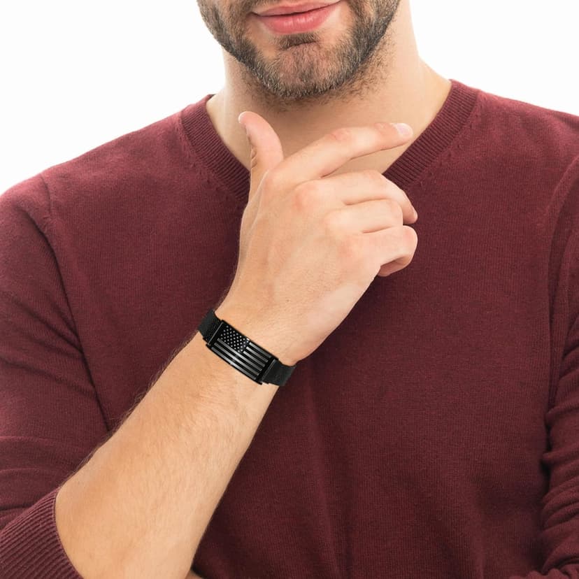 To My Dad/New Dad/Stepdad/Father-in-Law Bracelet, Adjustable Stainless Steel American Flag Bracelet Jewelry, Birthday Valentine Father’s Day Gifts