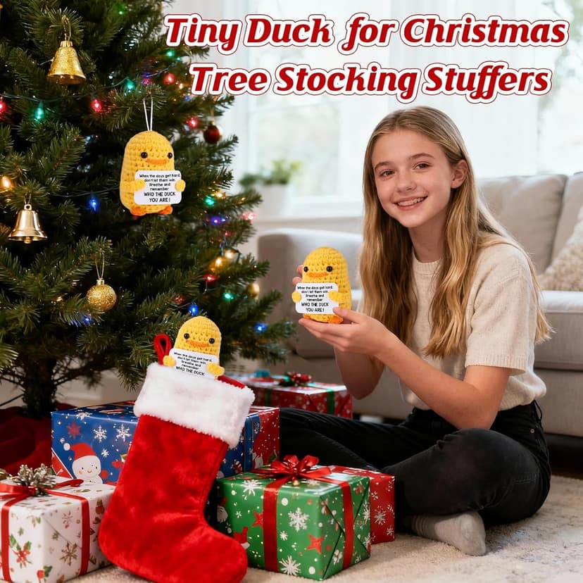 MBL Christmas Stocking Stuffers for Women - Emotional Positive Inspirational Support Small Funny Gag Crochet Duck Pickle Birthday Xmas for Men for Coworker Boss Colleges Her Him Friend