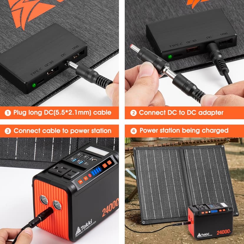 Takki 120W Peak Solar Generator Portable Power Station with 21W Panels, 88Wh Solar Charger Power Bank AC DC USB Ports for Camping Tent Laptop Outdoor Emergency