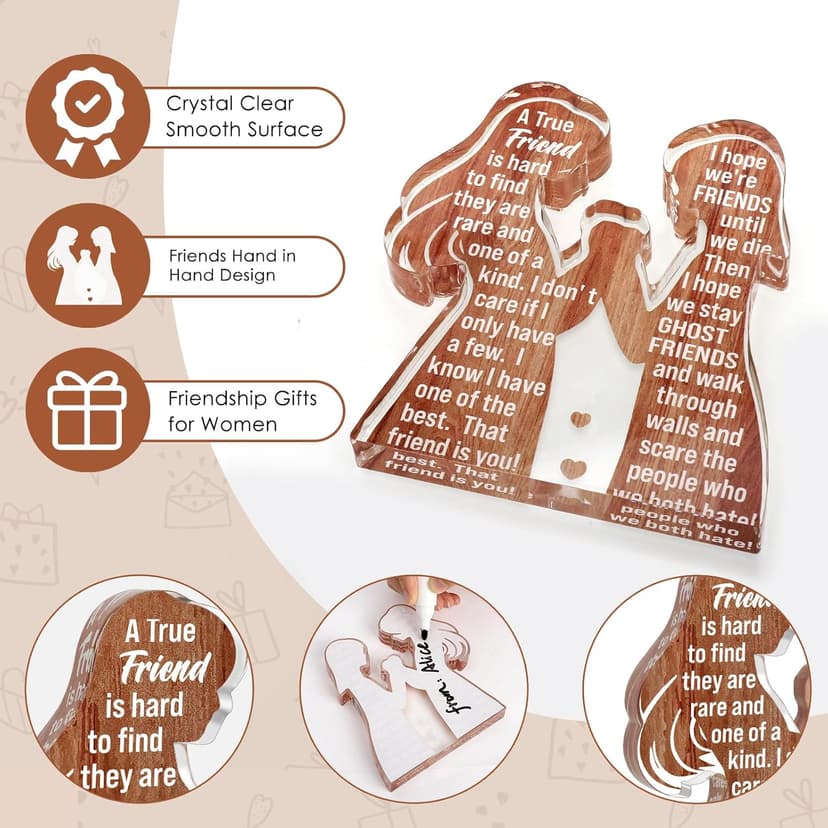 Friend Birthday Gifts for Women Friendship Best Friend Soul Sister Female Bestie BFF, Mothers Day Christmas Valentines Gifts Friends Forever Inspirational Cheer up Thank You Friend Plaque