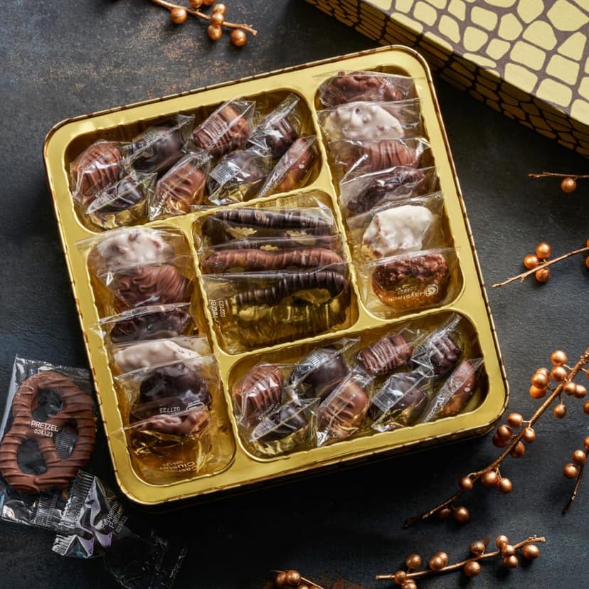 Christmas Chocolate Gift Basket, Gourmet Chocolates Variety Snack Box, Assorted Food Arrangement Platter, Birthday Present, Holiday, Corporate Parties, Sympathy, Candy Gifting Idea, Him, Her, Men, Women, Family (Ruby Red)