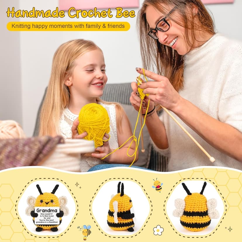 LEJIAJINW Emotional Handmade Bee Gifts for Grandma Christmas Grandmother Gigi Nana Birthday Gift for Women, Funny Mothers Day, Easter Egg Stuffers Tiny Positive Bee for Grammy Granny Valentines
