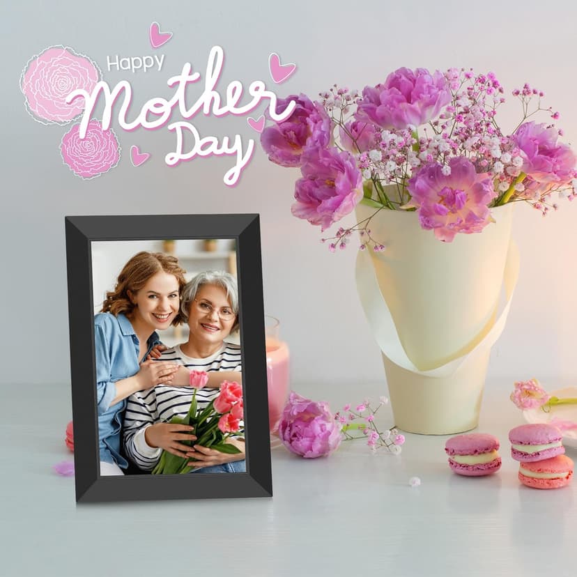 BIGASUO Digital Picture Frame, 10.1" Frameo Digital Frame WiFi with 32GB Memory, 1280x800 IPS Touch Screen, Send Photos/Videos from Your Phone Anywhere, Photo Gifts for Parents and Grandparents