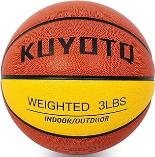 KUYOTQ 3LBS/3.3LBS/2.2LBS/ 29.5/28.5" Weighted Basketball Composite Indoor Outdoor Heavy Trainer Basketball for Improving Ball Handling Dribbling Passing and Rebounding Skill (deflated, Size 7/6)