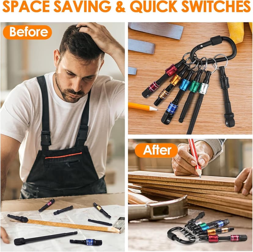 Bit Holder Stocking Stuffers for Men Gifts for Christmas Gifts for Men Who Have Everything Tools for Men Magnetic Drill Bit Holder Keychain Cool Gadgets White Elephant Gifts for Adults Dad Husband Him