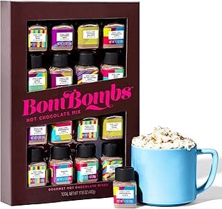 BomBombs, Hot Chocolate Mix Gift Set in Mini Bottles, Flavors Include Rocky Road, Pumpkin Pie, Chocolate Cherry, Peppermint Swirl, Salted Caramel Donut & More, Sampler Set of 16