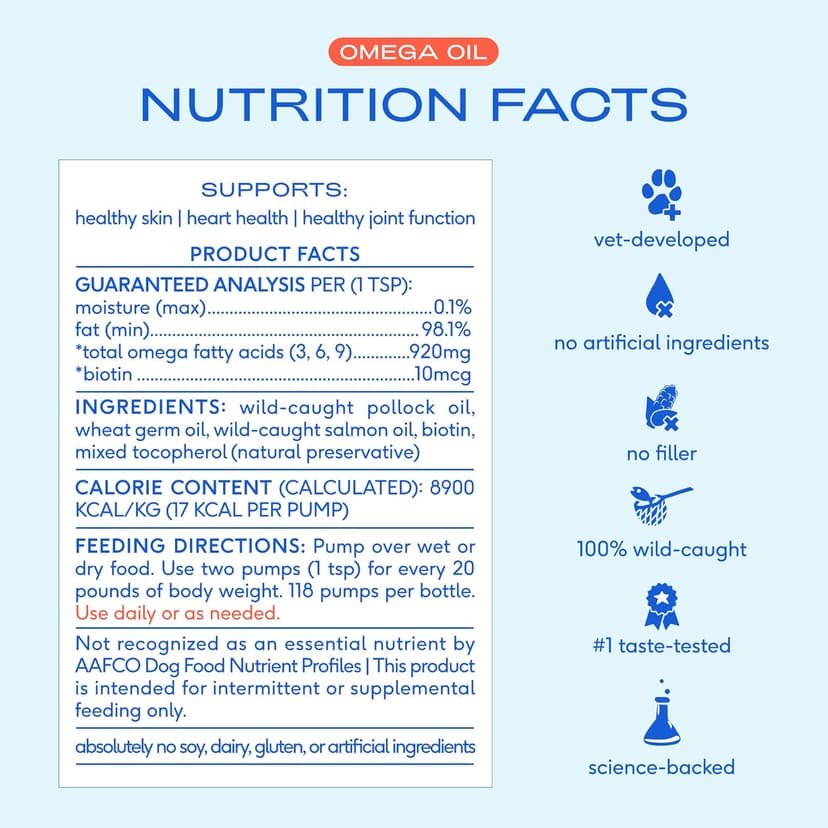 Native Pet Omega 3 Fish Oil for Dogs & Cats - Promotes Healthy Skin, Shiny Coat, & Strong Joints - Made with Wild Alaskan Salmon Oil for Dogs – Tasty, Fast-Absorbing Omega 3 6 9 Liquid Supplement- 8oz