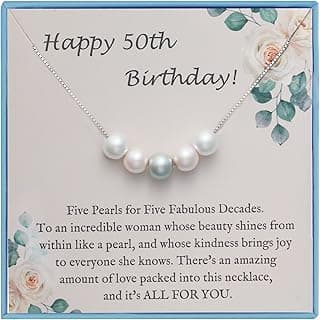 Sereney Birthday Gifts for Girls Women, Sterling Silver Pearl Necklace as 7 9 10 11 13 15 16 18 21 30 40 50 60 Year Old Birthday Gifts, Single Pearl Necklace as Bday Gifts for Friends