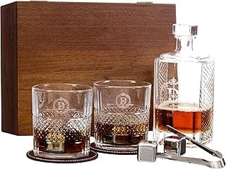 Clight 3D Custom Whiskey Decanter and Glass Set, 500ml Engraved Decanter with Premium Wooden Gift Box with Metal Whiskey Stones – Unique Christmas Gift for Men, Dad, Boyfriend