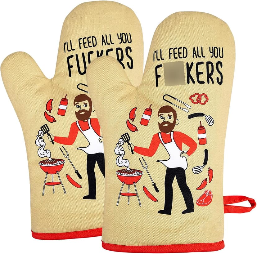 Miracu Funny Oven Mitts, Presents for Chefs, Cooking Gadgets, BBQ Oven Mitt, Unique Gifts for Cooks Dad Brother, Manly Christmas Thanksgiving Housewarming Grilling Kitchen Chef Gifts for Men Who Cook