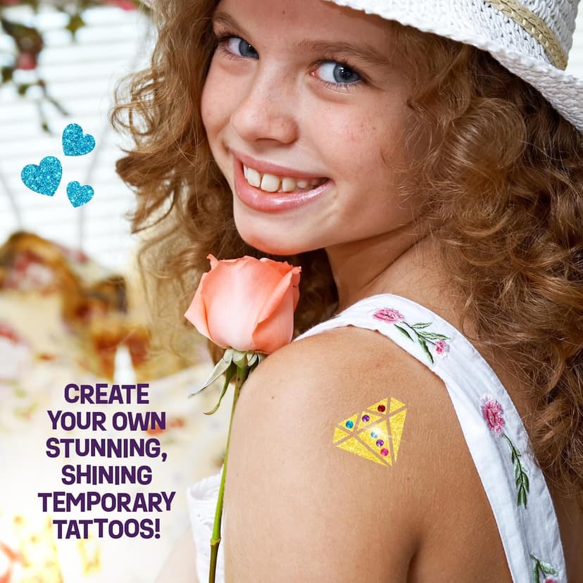 Pretty Me Glitter Tattoo Kit for Kids - Glitter & Metallic Fake Tattoos for Girls - Birthday Gift Ideas for Girl - Temporary Tattoo Set - Craft Kits Toys for Ages 6 7 8 9 10 11 Year Old - Cool Gifts