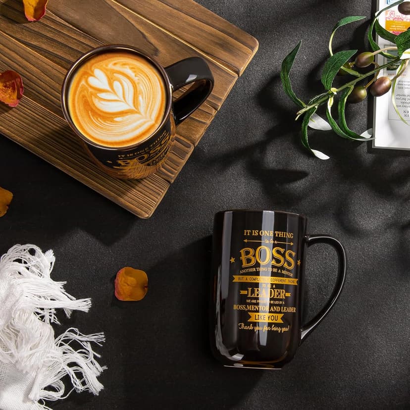Boss Gifts - Best Bosses Day Gifts for Men Women - Funny Office Christmas Appreciation Gift for Boss Lady, Manager, Leader Female Male Birthday, Large 18 Oz Metal Glaze Ceramic Mug with Nice Gift Box