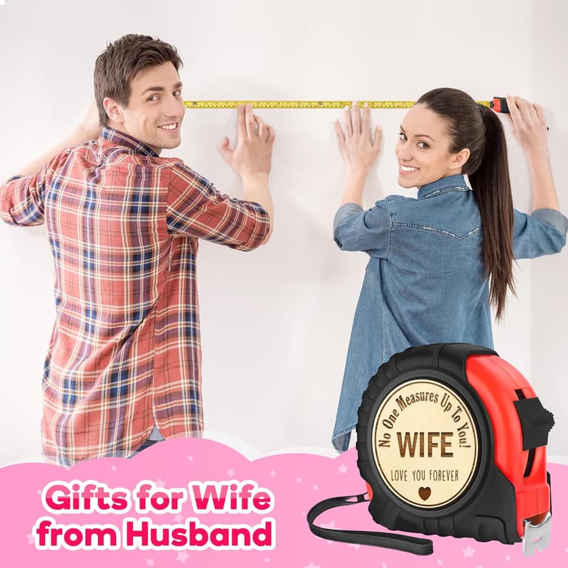 Birthday Gifts for Wife from Husband Kids,Wife Mothers Day Gift Ideas,to My Wife Anniversary Wedding Christmas Valentines Day,Romantic Gifts for Her Unique,Cute Tape Measure 16ft Tool Gift