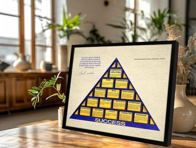 flinelife Wood Basketball Coaching Principles Framed Wall Art Decor, 12x10, Success Wall Art Decor - Perfect for Fans