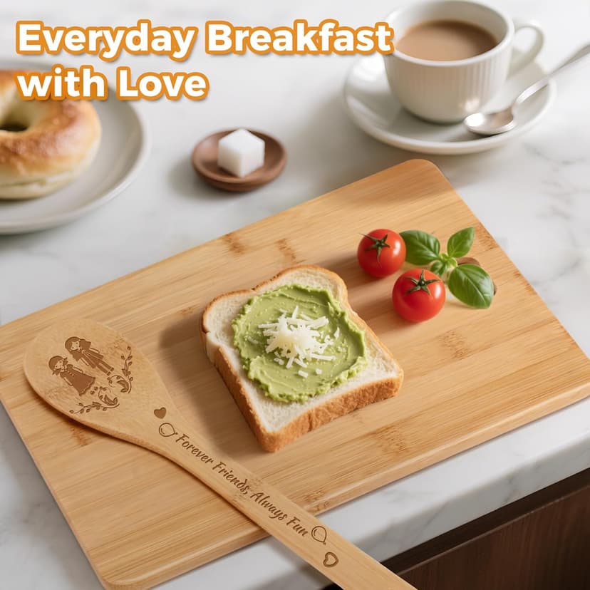 Recipe for a Best Friend Gift Set, Bamboo Cutting Board with Engraved Utensils, Unique Kitchen Gifts for Women, Bestie Gifts for Birthday, Christmas, Housewarming, Graduation, Long Distance Friendship