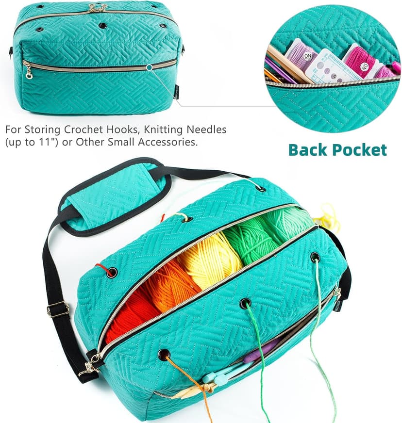 Crochet Bag Organizer - Knitting Bag - Yarn Storage Organizer - Yarn Bag for Crocheting - Yarn Holder for Crochet Accessories, Knitting Needles, Crochet Hooks, Crocheting & Knitting Gifts,