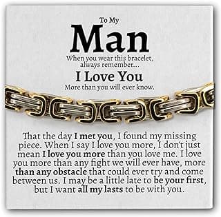Love You This Much Steel Twist Bracelet for Him - Birthday & Wedding Gift for Husband, Boyfriend, or Fiance