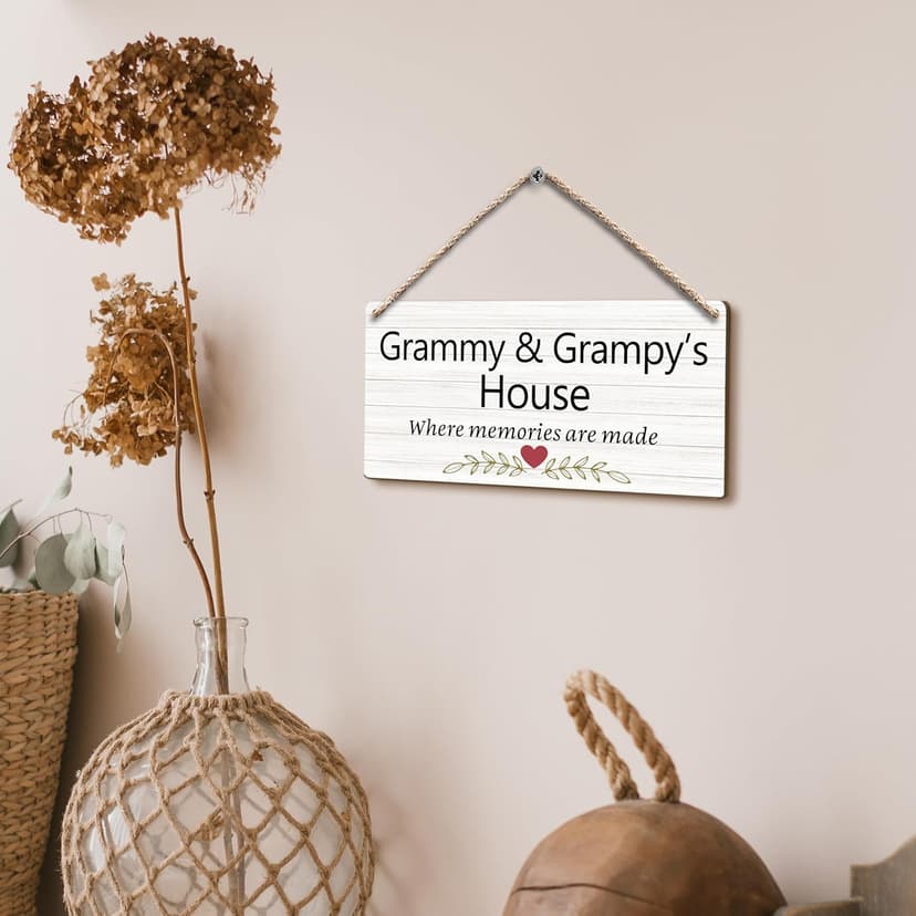 Grandma and Grandpa's House Hanging Wooden Signs 12x6, Grandma and Grandpa Gifts, Grandparents Gifts House Wall Decor, Grandkids Welcome Sign Decor Gifts for Grandma and Grandpa Grandparents