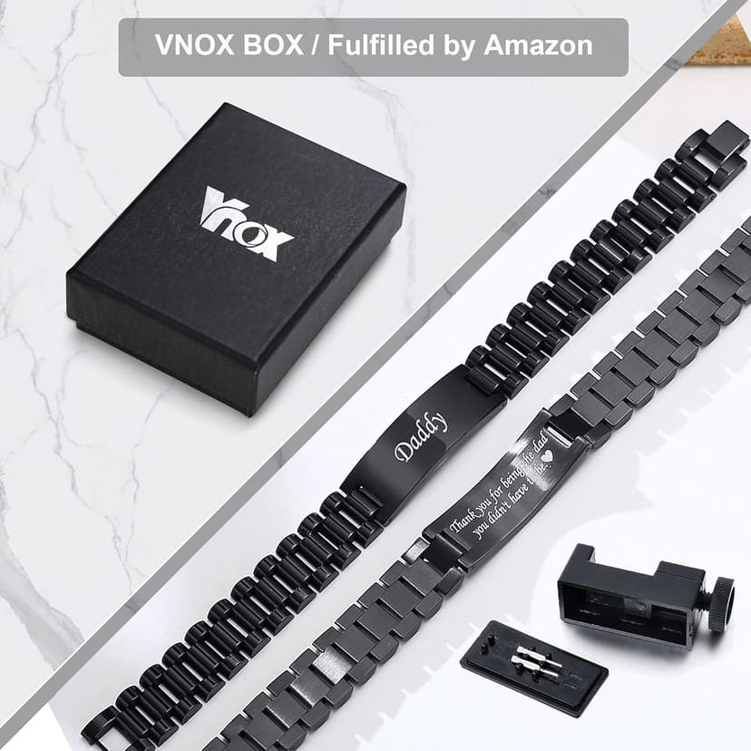 VNOX Masculine Watch Band Stainless Steel Link Bracelet Personalized Jewelry Gift for Men DAD Father Husband Boyfriend