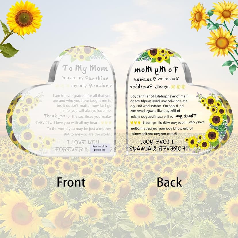 Gifts for Mom, 5.9×5.9 inch Delicate Heart Plaque, Mom Birthday Sign Present Idea, First Mothers Day Christmas Stocking Stuffers Birthday Acrylic Gifts for Mama Stepmom, Christmas Gifts for Mom