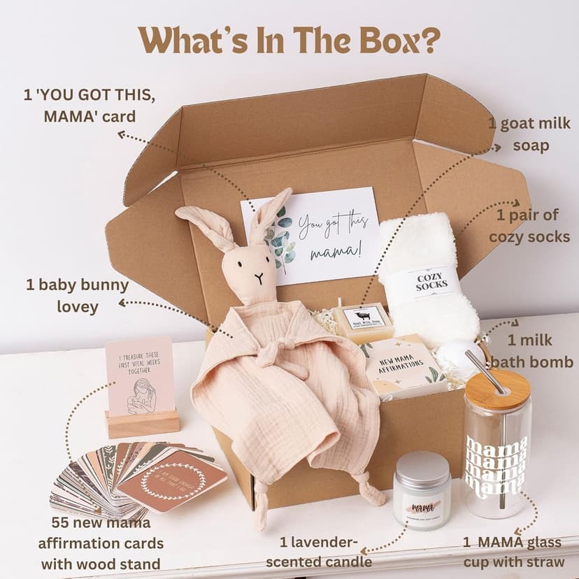New Mom Care Package After Baby, 7pcs New Mom Gifts Set After Birth, Postpartum Gifts for Mom, After Birth Postpartum Essentials for Mom Kit, Pregnancy Gifts for First-Time Moms, Expecting Mom