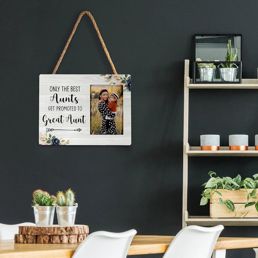 FONDCANYON Aunt Picture Frame, Only the Best Aunts Get Promoted to Great Aunt Picture Photo Frame, Pregnancy Announcements, Pregnancy Announcements for Family, 4x6 Picture Frame