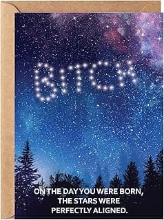 Gelid On The Day You Were Born, The Stars Were Perfectly Aligned - Funny Happy Birthday Cards for Women Her Sister - Humorous Thinking of You Gift Idea Best Friend - Bday Card for Bestie Girlfriend