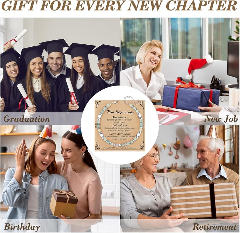𝗚𝗶𝗳𝘁𝘀 𝗳𝗼𝗿 𝗪𝗼𝗺𝗲𝗻 𝗠𝗼𝗼𝗻𝘀𝘁𝗼𝗻𝗲 𝗔𝗺𝗮𝘇𝗼𝗻𝗶𝘁𝗲 𝗕𝗿𝗮𝗰𝗲𝗹𝗲𝘁𝘀, New Beginnings Retirement Christmas Graduation Birthday Good Luck Gifts for Women Mom Grandma Sister Coworkers Friends