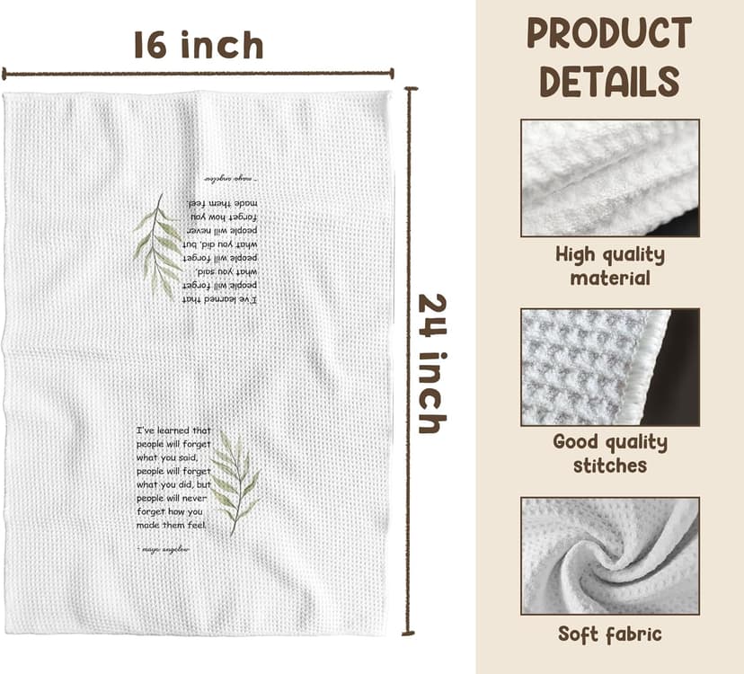 TNUW Hostess Gifts Kitchen Towels - Hostess Gifts for Women,Inspirational Quote Soft and Absorbent Kitchen Tea Dish Hand Towels 16″×24″(White)