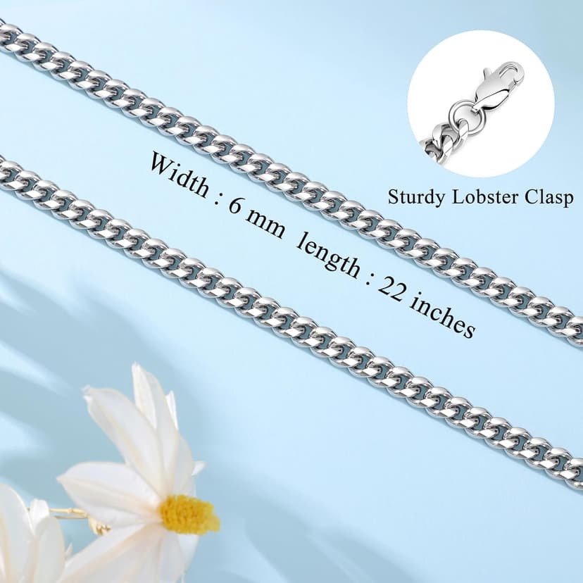 JoycuFF Mens Cuban Link Chain Necklace for Boyfriend Gold Silver Stainless Steel 6MM 10MM Hip Hop Anniversary Birthday Christmas Jewelry for Men