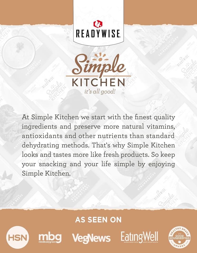 READYWISE - Simple Kitchen, Soup Sampler, Variety Pack, 8 Servings Per Pouch, Soup Mix, Family Size, MRE, Gluten Free, Freeze Dried Food, Ready To Eat Meals, Hiking & Backpacking Food, Soup for Family, Pack of 5