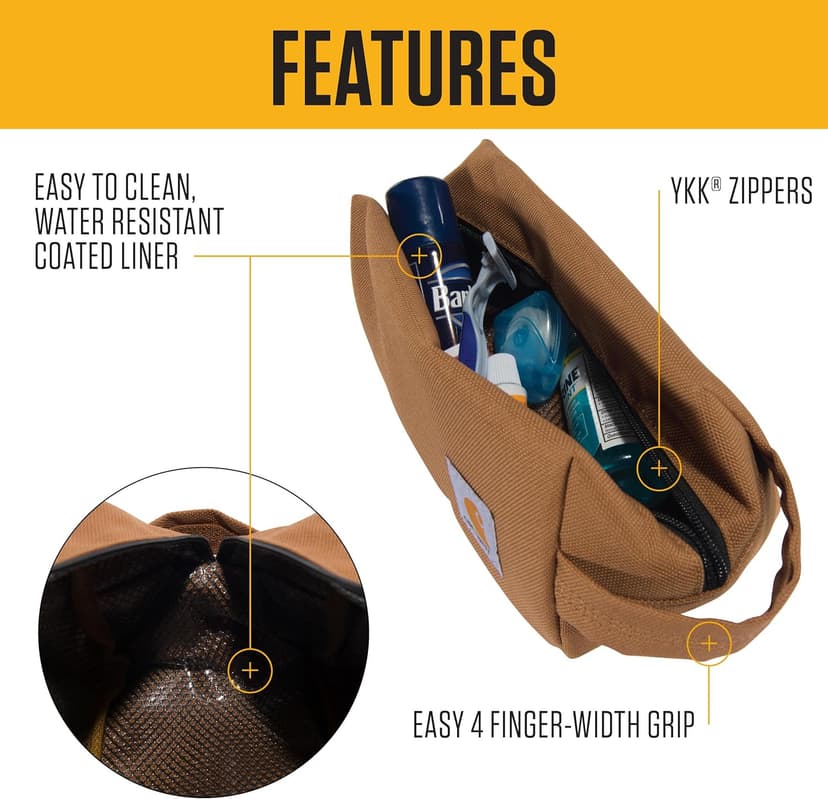 Carhartt Durable Travel Kit, Organize Essentials W/the Water Resistance Free Toiletry Bag
