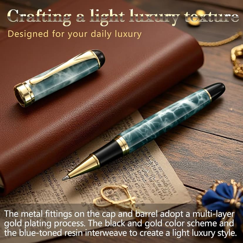 Luxury Ballpoint Pens Black Ink 0.5mm Medium Point Work Pen Smooth Writing,Elegant Fancy Nice Gift Pen Set for Signature Executive Business Office Supplies - Gift Boxed with Extra Refills