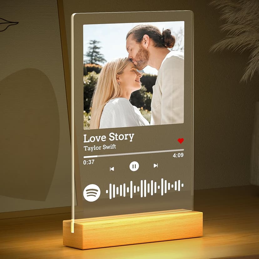 Spotify Plaque Personalized Gifts for Women Men, Custom Music Spotify Song Plaque, Customized Photo Picture Frames, Personalized Anniversary Birthday Gifts for Her Him Boyfriend Girlfriend Couples