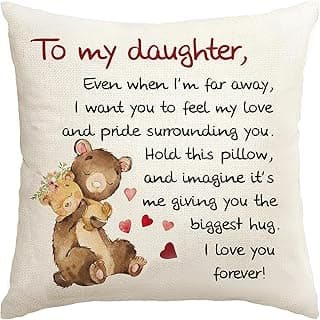 Daughter Gifts from Mom18x18 Throw Pillow Cover - Best Daughter Ever from Mom & Dad, Birthday Gifts for Daughters, to My Beloved, Decorative Pillow Case for Her, Special Occasion Keepsake